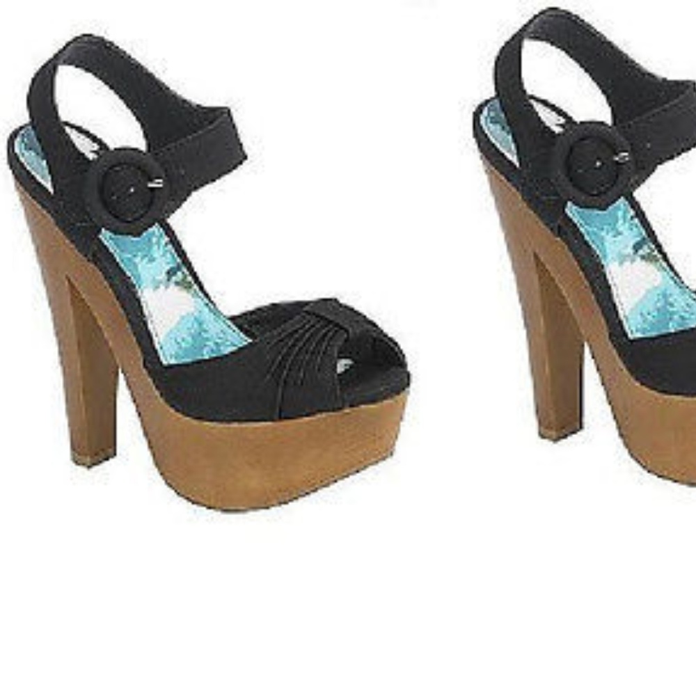 Ankle Strap Black Platform Heel shoes Sizes 10
